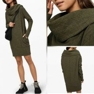 Lululemon olive green funnel neck sweater dress with pockets size XS